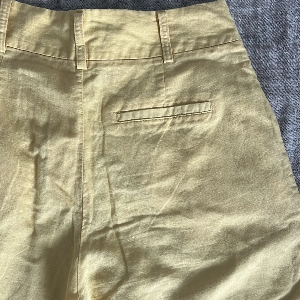 Zara Basic Yellow linen/cotton Wide-Leg Pants